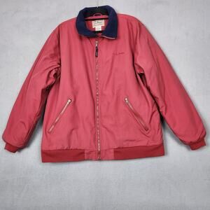L.L.Bean Bomber Jacket Mens XLT Tall Red Nylon Polartec Fleece Lined Winter